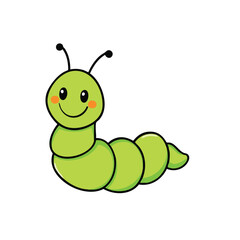 Naklejka premium A green inchworm with a happy face
