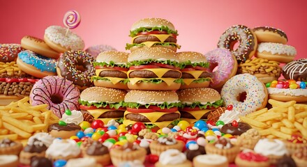 A monumental feast of fast food and sweet treats overwhelms the senses