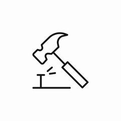 hammer and nail icon sign vector