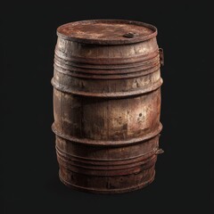 Obraz premium The vintage metal fuel barrel boasts a rust-free surface, with a distinctive weathered texture and traditional cylindrical design, suitable for industrial decoration or storage purposes