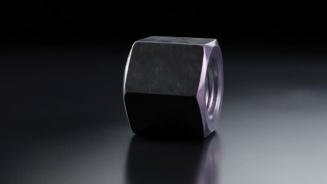 Metal nut close up engineering component hardware fastener for industrial use