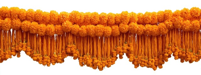 Bright orange flower garlands cascading downward