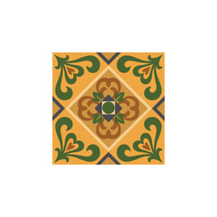 Ornamental round floral pattern on white background with vintage decorative design