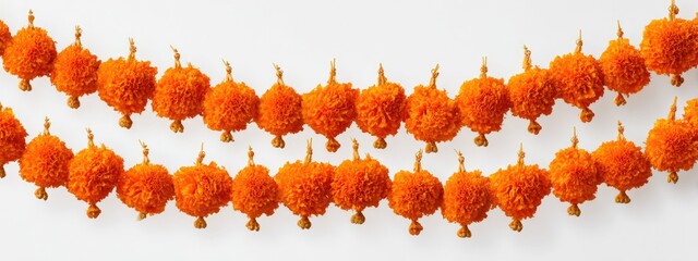 Marigold garland, double row, bright orange