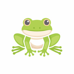 Fototapeta premium Illustration of a Green Frog Facing Forward with Simple Styling and Exaggerated Eyes