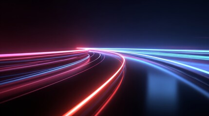 Futuristic trails of LED lights that include dynamic motion blur