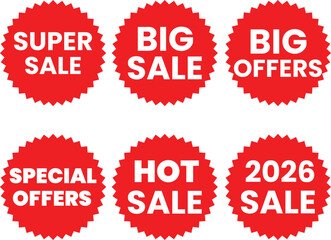 Set of Sale badges. Sale quality tags and labels. Template banner shopping badges. Special offer, sale, discount, shop, black friday. Vector illustration.
