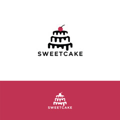 Sweet cake vector logo design template