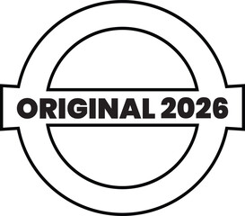 Original 2026 stamp. original round stamp set isolated on white background
