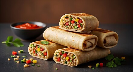 Tasty Burritos Stacked High.