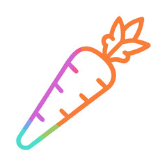 Outline of carrot in gradient colors on white background