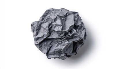 Crumpled gray paper ball on white background (2)