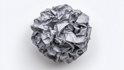 Crumpled gray paper ball on white background (1)