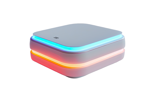 Gray box with vibrant lights