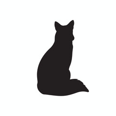 Simple Fox Silhouette Sitting Vector Illustration.