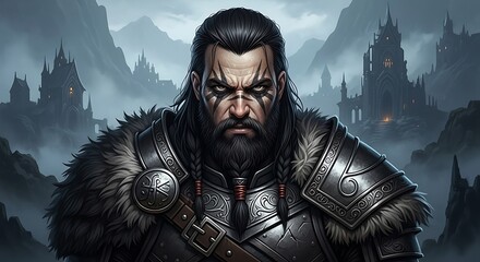 Powerful Warrior Focused on Battle.