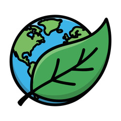 A good eco-friendly green vector. Green globe with leaf symbolizing eco-friendliness