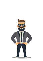 Cool business man illustration - entrepreneur in high fashion designer suit - funny boss alpha 
