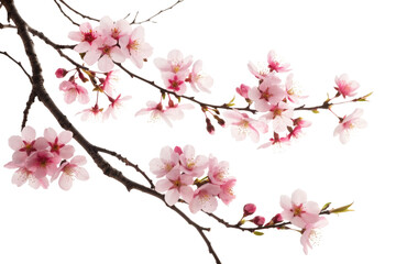 Delicate cherry blossom branch isolated on transparent background, a symbol of spring and new beginnings