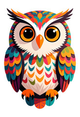 Fototapeta premium Colorful Owl Illustration with Transparent Background, Abstract Design Element