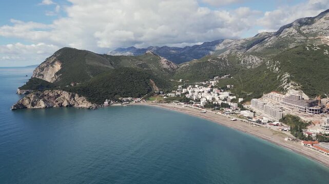 Captivating aerial video unveils a picturesque panorama of Canj, a small coastal town in southern Montenegro.
