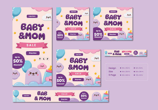 Baby and Mom Sale Social Media Ad Templates