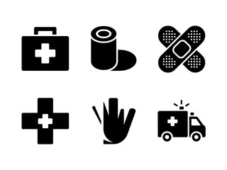 First Aid Kit, Bandages And Emergency Ambulance Medical Icons