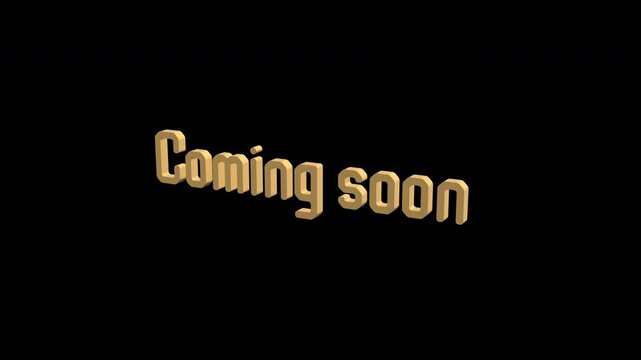 Coming soon Text Animation. Alpha matte with transparent background 4K resolution.