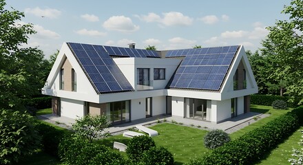 Modern solar energy residence with landscaped garden, luxury property