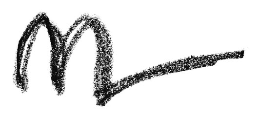 Black colored pencil drawing isolated on transparent background