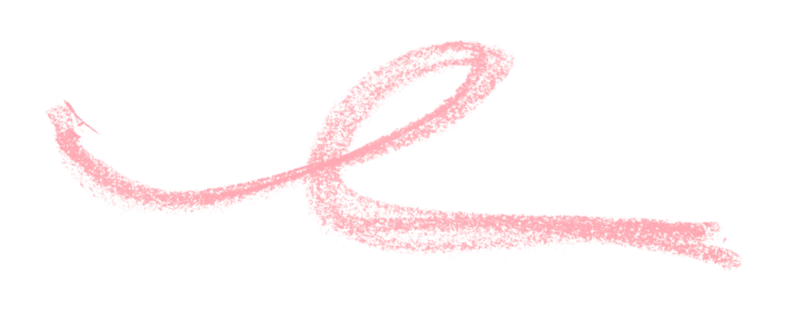 Pink colored pencil drawing isolated on transparent background