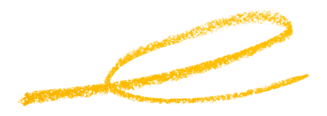 Yellow colored pencil drawing isolated on transparent background