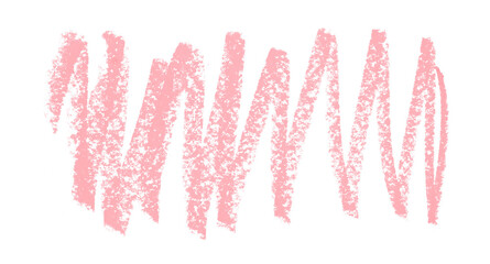 Pink colored pencil drawing isolated on transparent background