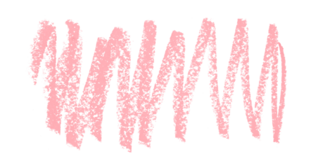 Pink colored pencil drawing isolated on transparent background