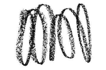 Black colored pencil drawing isolated on transparent background