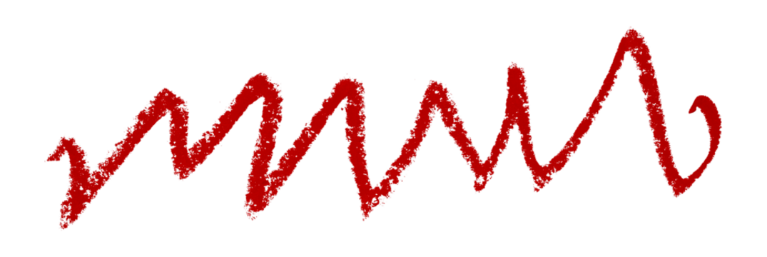 Red colored pencil drawing isolated on transparent background