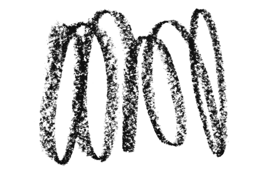 Black colored pencil drawing isolated on transparent background