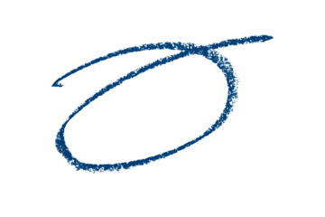 Blue pencil hand writing stroke set on transparent background.