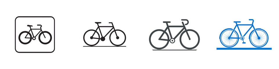 Fototapeta premium Set of Bicycle Icons in Various Styles - Illustration for Cycling and Transportation