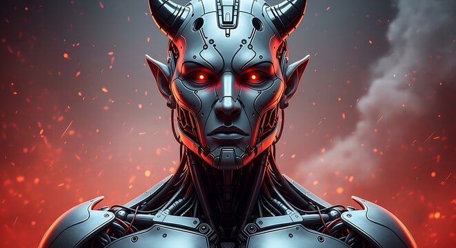 Focused Demonic Cyborg Portrait.