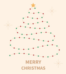 Christmas tree template with ornaments and stars.