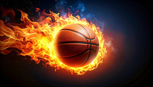 Basketball engulfed in flames