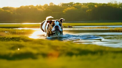 A happy young couple enjoys a summer cycling adventure on a scenic road by the water, surrounded by green fields and nature - Powered by Adobe