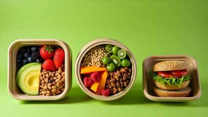 Eco-Friendly Meal Containers Organized Lime Green Display
