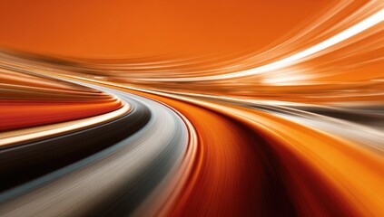 Abstract swirling motion blur of a road.  Vibrant orange, gray, and black streaks create a dynamic, fast-moving effect.  The colors blend smoothly, conveying a sense of speed and direction