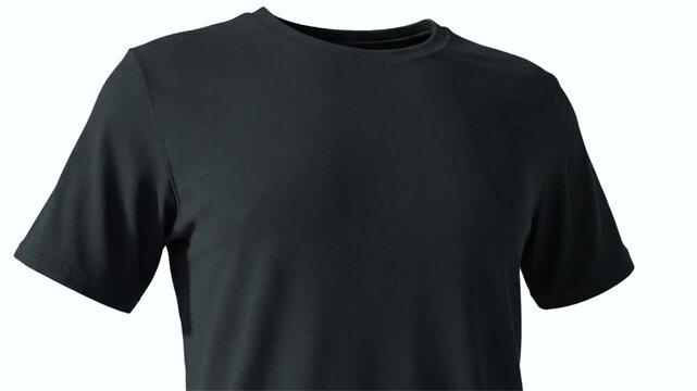Blank Black T-Shirt Mockup Isolated on White Background.