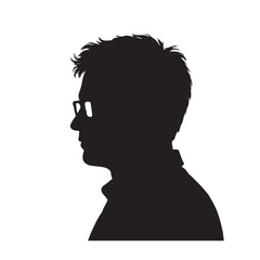 Silhouette of Man with Messy Hair Glasses