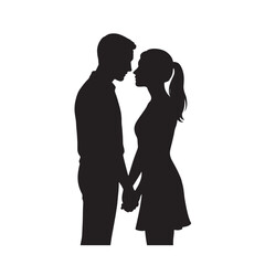 Silhouette of Couple Standing Close Together