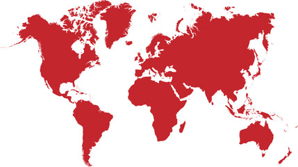 map of the world with red paint