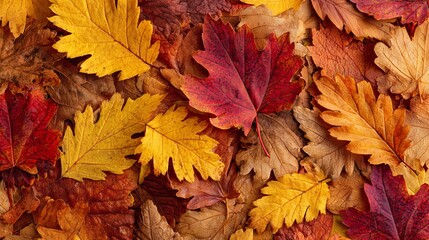 Vibrant autumn leaves in warm fall colors creating a stunning natural background for design